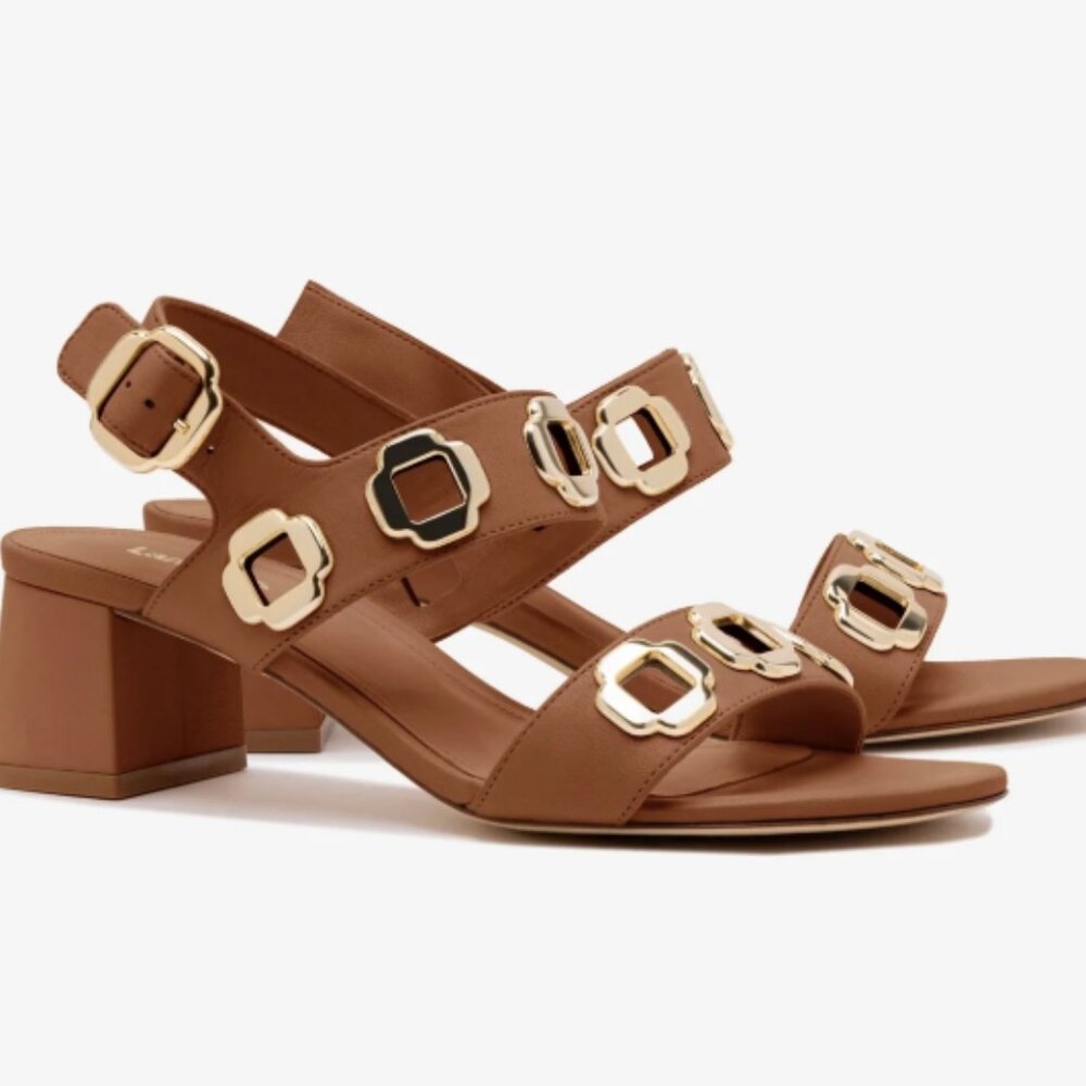 Larroude Handmade In Brazil Leather Milan Heeled Sandals Caramel - Picture 7 of 9